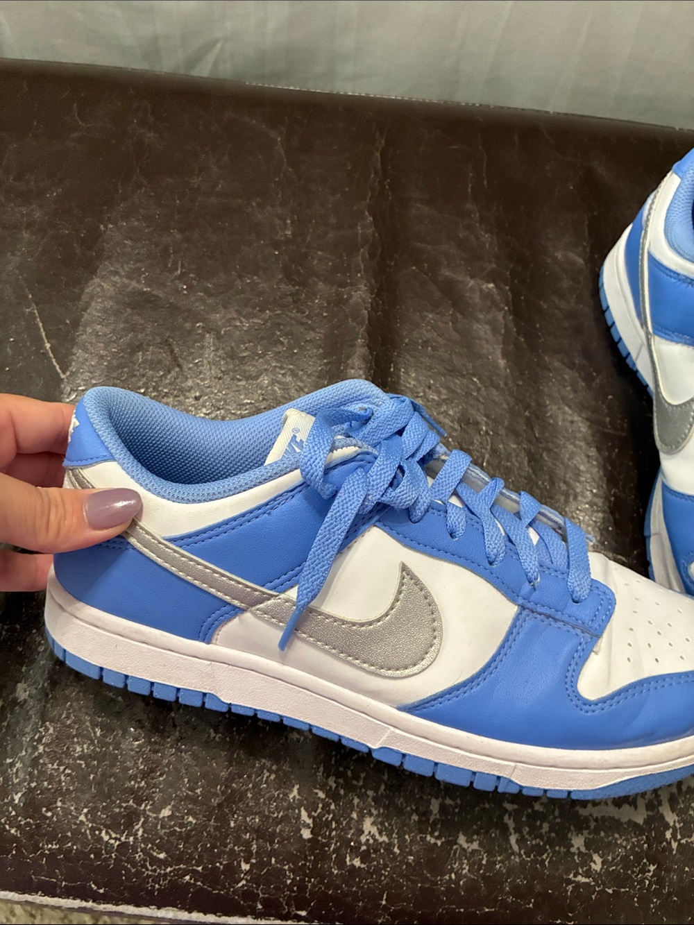 Nike Dunks  White and Light Blue and silver - Picture 2 of 4